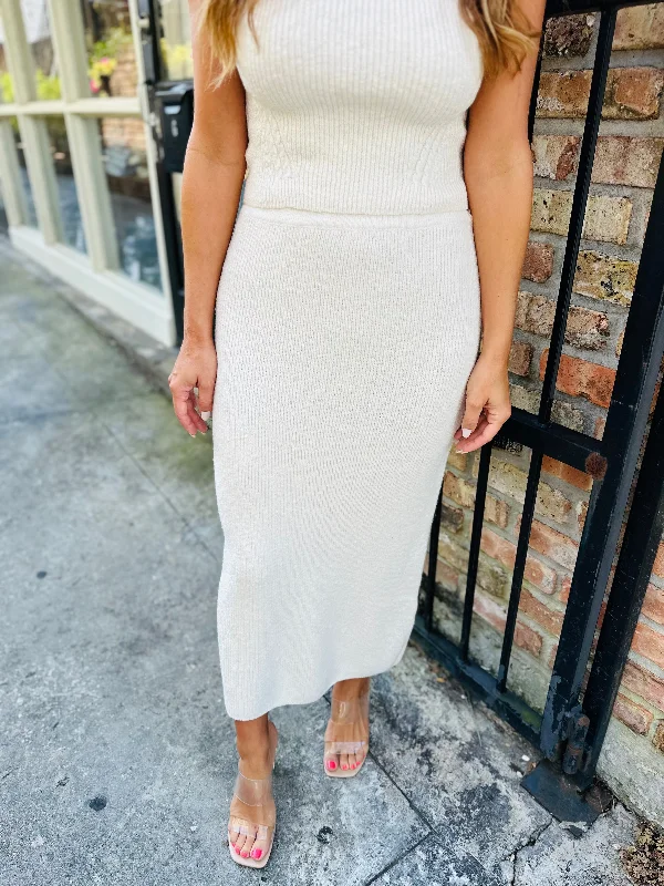 Z Supply Avni Sweater Midi Skirt- Oat Milk cashmere skirt plush
