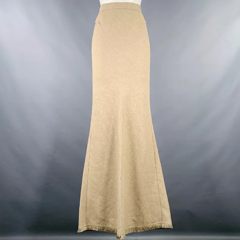 MAX MARA Size 4 -Gabbia- Beige Linen Raw Edge Maxi Skirt lace skirt delicate