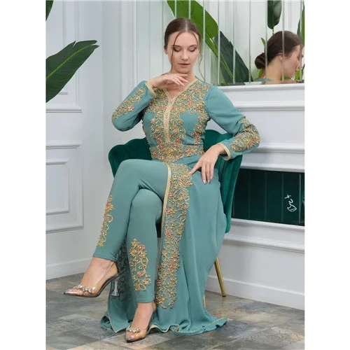 Pants Embroidered Kuftan Stylish Elastic Waist Pants
