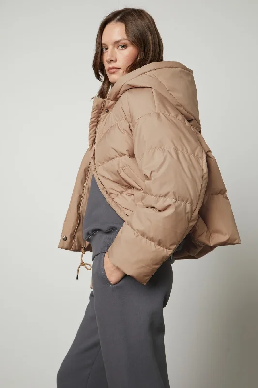 RAYLIN CROPPED PUFFER JACKET Fleece Fabric Down Fabric Feather Fabric