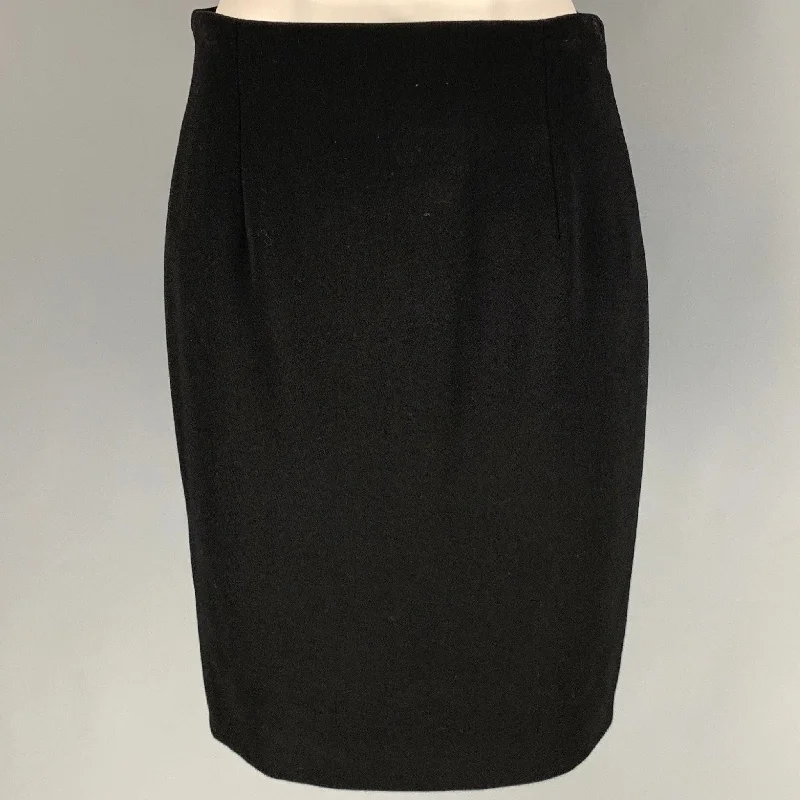 RALPH LAUREN Size 8 Black Wool Pencil Below Knee Skirt velvet skirt plush