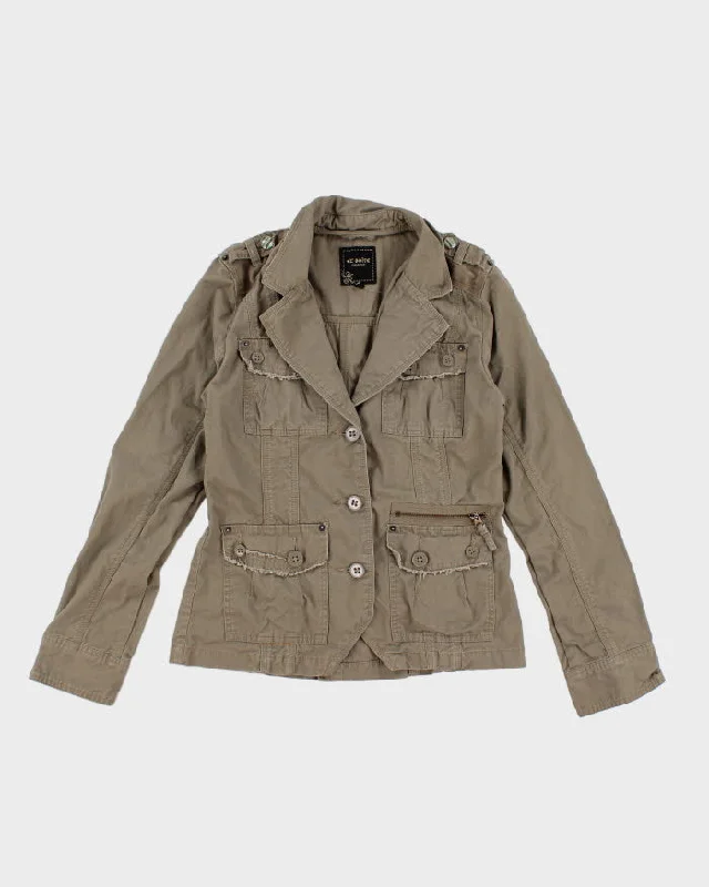 Y2K 00s Fitted Cargo Jacket - M Cotton Jacket Linen Jacket Terry Jacket