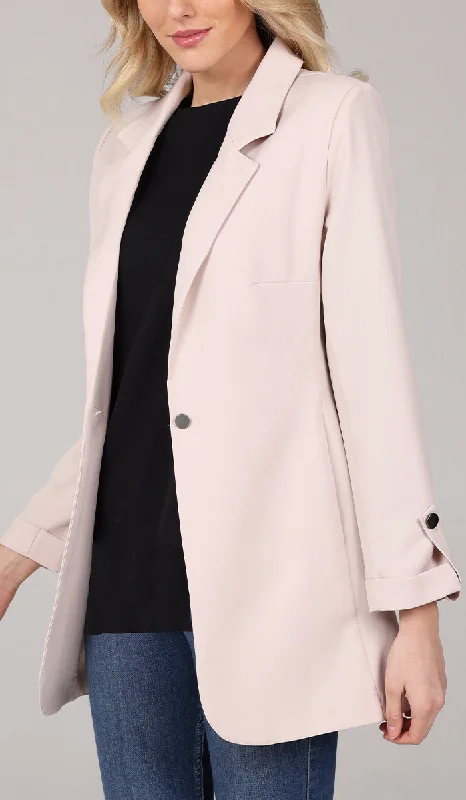 Maya Long Light Comfy Blazer Jacket - Cream Fleece Jacket Down Jacket Parka
