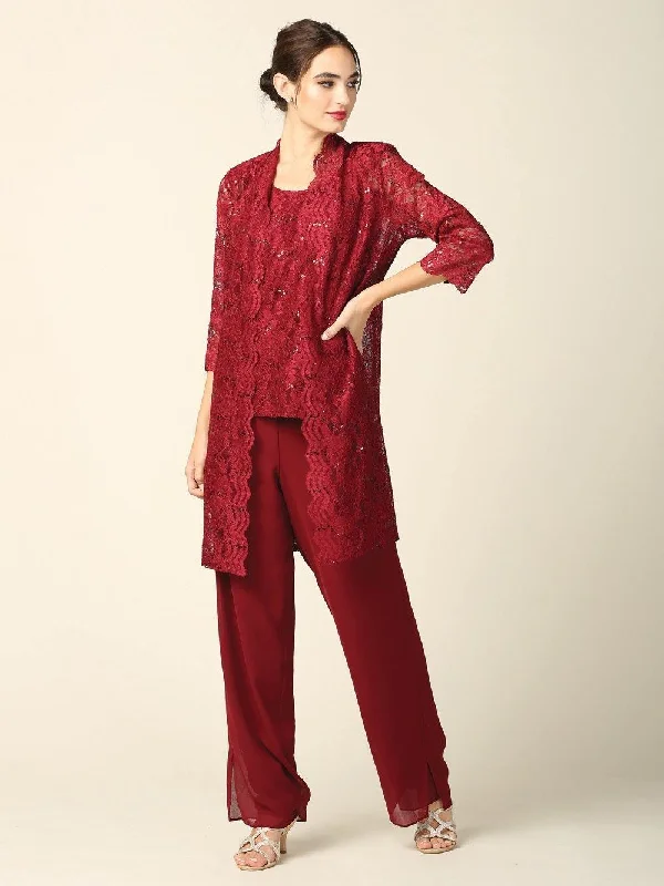 Mother of the Bride Long Jacket Pant Suit Sale Casual Plaid Pants