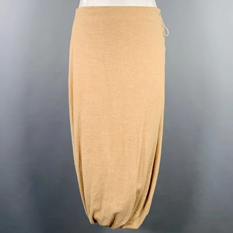 HAZEL BROWN Size S Beige Natural Linen Bubble Hem Skirt mini skirt trendy