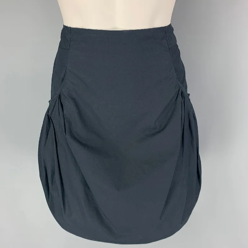 MARNI Size 4 Navy Cotton Pleated Joyce Skirt vintage skirt charm
