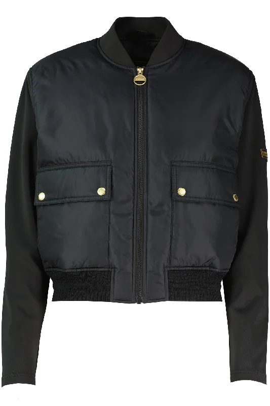 Women's Barbour Black Emerson Quilted Sweat Jacket Stand-Up Collar Roll-Neck Collar Turtle Neck Women's Barbour Black Emerson Quilted Sweat Jacket Stand-Up Collar Roll-Neck Collar Turtle Neck