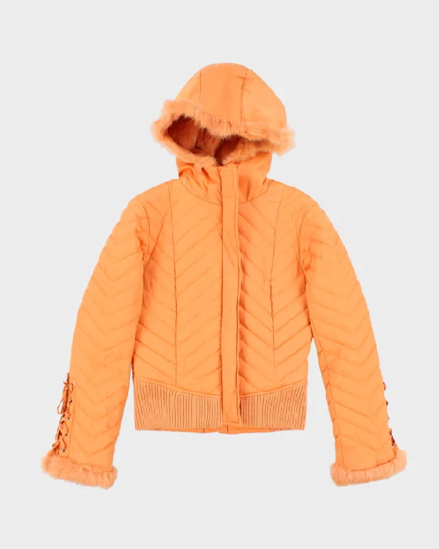 Vintage Women's Y2K Bebe Angora Hooded Puffer Jacket - S Satin Jacket Silk Jacket Chiffon Jacket Vintage Women's Y2K Bebe Angora Hooded Puffer Jacket - S Satin Jacket Silk Jacket Chiffon Jacket