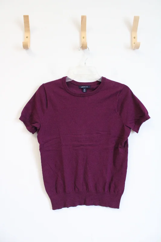 Lands' End Plum Sweater Top | S Velvet Chenille Corduroy