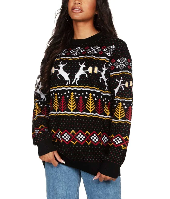 Women's Caribrew Oversized Christmas Sweater High Neck Crew Neck V-Neck