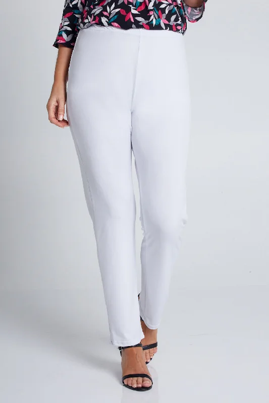 Gianna Pants in White Fashionable Button-Up Pants