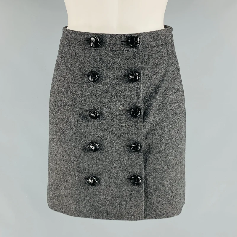 GUCCI Size 0 Grey Wool Cashmere A-Line Mini Skirt velvet skirt sumptuous
