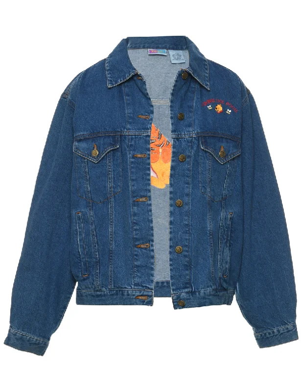 Button Front Winnie The Pooh Denim Jacket - M Wool Jacket Cashmere Jacket Tweed Jacket Button Front Winnie The Pooh Denim Jacket - M Wool Jacket Cashmere Jacket Tweed Jacket