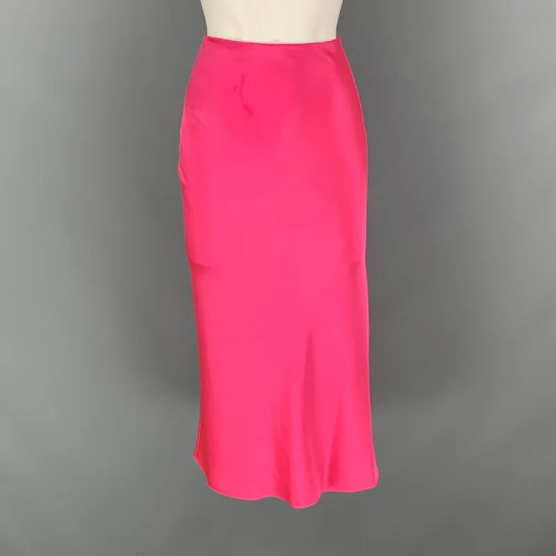 ALICE + OLIVIA Size L Pink Triacetate Blend Solid A-Line Skirt linen skirt breathable ALICE + OLIVIA Size L Pink Triacetate Blend Solid A-Line Skirt linen skirt breathable