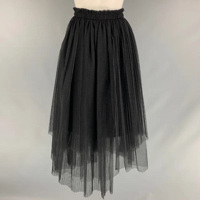 MSGM Size 8 Black Polyamide See Through A-Line Skirt denim skirt casual