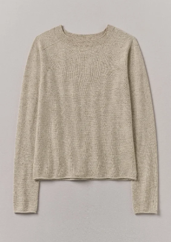 Wool Cashmere Neat Sweater | Speckled Oat Elasticated Padded Insulated