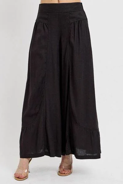 RISEN Shirring Detail Wide Leg Pants Slim Fit Casual Pants
