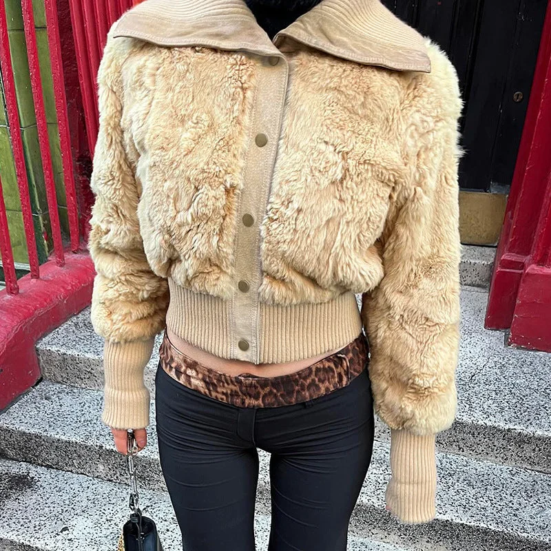 Cinessdshop christmas dress women classy American Street Style Lapel Knitted Stitching Furry Short Coat Autumn and Winter Retro Breasted Waist-Tight Jacket Hoodie Zip-Up Jacket Button-Up Jacket Cinessdshop christmas dress women classy American Street Style Lapel Knitted Stitching Furry Short Coat Autumn and Winter Retro Breasted Waist-Tight Jacket Hoodie Zip-Up Jacket Button-Up Jacket