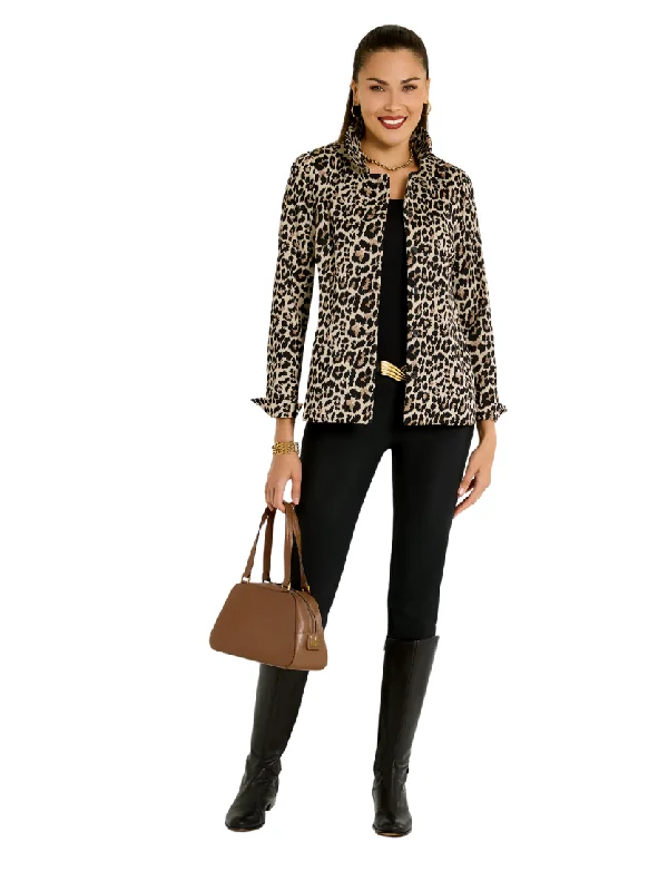 Leopard Knit Shirt Jacket Denim Jacket Leather Jacket Suede Jacket