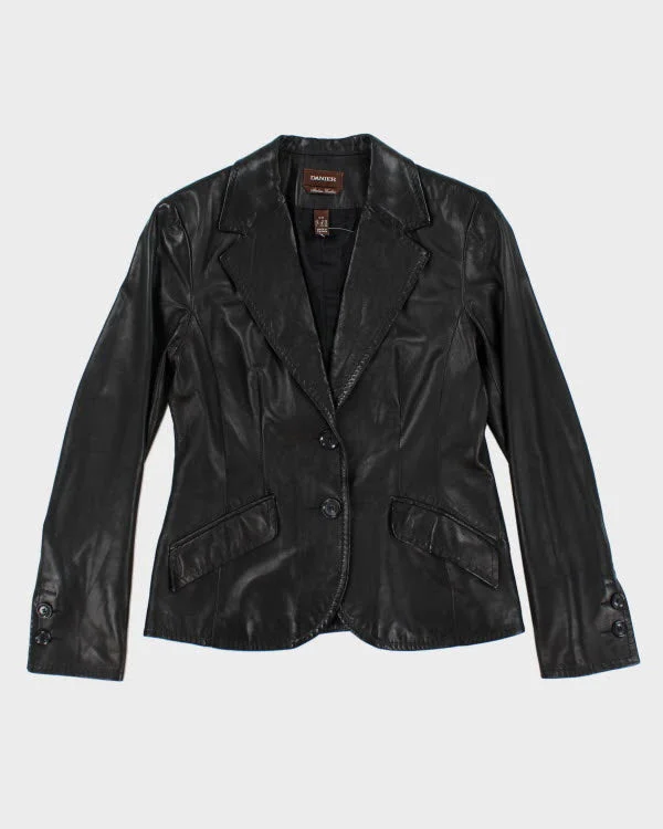 Vintage Danier Black Leather Blazer Jacket - M Stand-Up Collar Roll-Neck Collar Turtle Neck Vintage Danier Black Leather Blazer Jacket - M Stand-Up Collar Roll-Neck Collar Turtle Neck