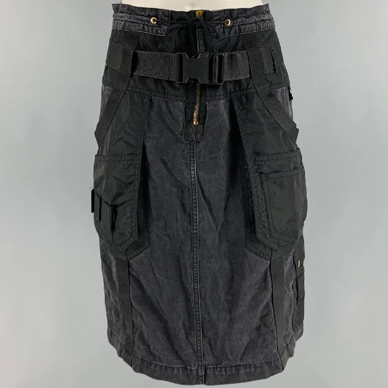 JPG by GAULTIER Size 6 Black Washed Cargo Skirt cashmere skirt rich