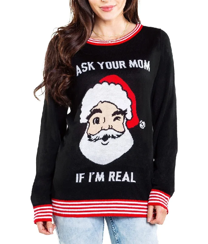 Women's Ask Your Mom Ugly Christmas Sweater Anti-Pilling Anti-Shrink Durable